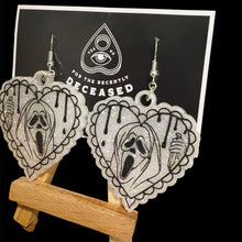 Load image into Gallery viewer, ghostface drippy heart earrings