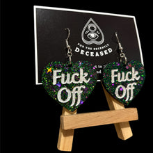 Load image into Gallery viewer, ‘f*ck off’ heart earrings