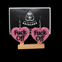 Load image into Gallery viewer, ‘f*ck off’ heart earrings