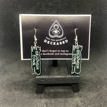 Load image into Gallery viewer, halloween town sign earrings