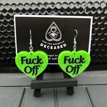 Load image into Gallery viewer, ‘f*ck off’ heart earrings