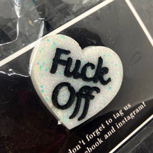 Load image into Gallery viewer, f*ck off heart badge