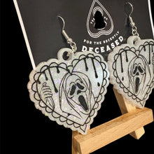 Load image into Gallery viewer, ghostface drippy heart earrings

