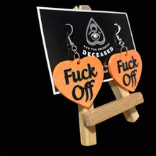 Load image into Gallery viewer, ‘f*ck off’ heart earrings
