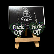 Load image into Gallery viewer, ‘f*ck off’ heart earrings
