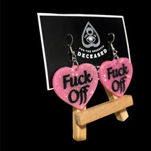 Load image into Gallery viewer, ‘f*ck off’ heart earrings
