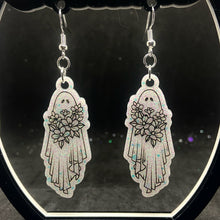 Load image into Gallery viewer, floral ghost bouquet earrings
