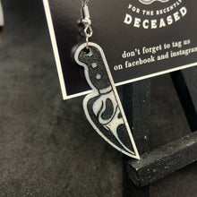Load image into Gallery viewer, ghostface split knife earrings
