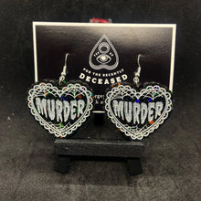 Load image into Gallery viewer, frilly murder heart earrings
