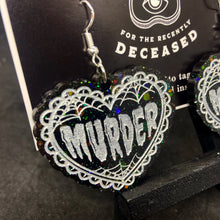 Load image into Gallery viewer, frilly murder heart earrings
