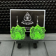 Load image into Gallery viewer, wizard frog glow in the dark earrings
