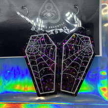 Load image into Gallery viewer, spiderweb coffin earrings
