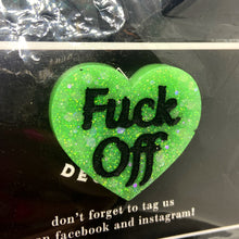 Load image into Gallery viewer, f*ck off heart badge
