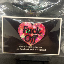 Load image into Gallery viewer, f*ck off heart badge
